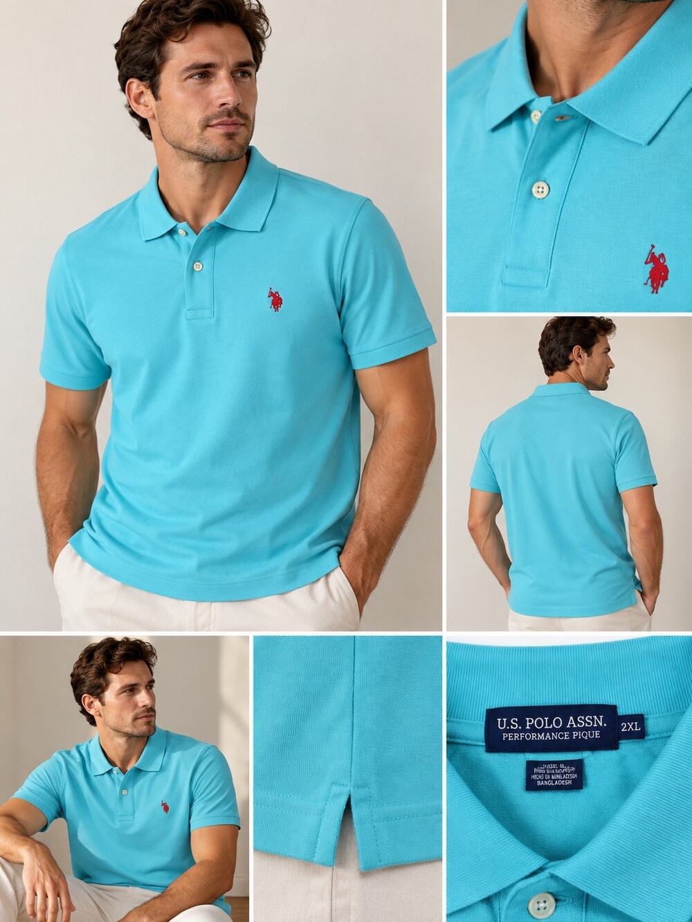 U.S. Polo Assn. Performance Pique Men’s Polo Shirt – Size 2XL